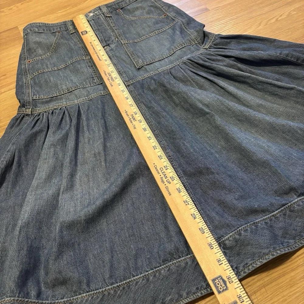 Free‎ People We The Free Now And Then Denim Midi Skirt Size 4 Blue Indigo Boho